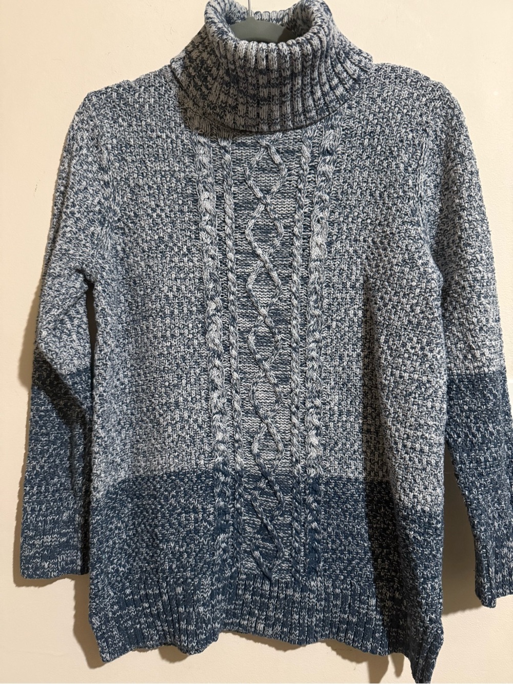 Banana Republic Blue-Gray Cable Turtleneck Sweater